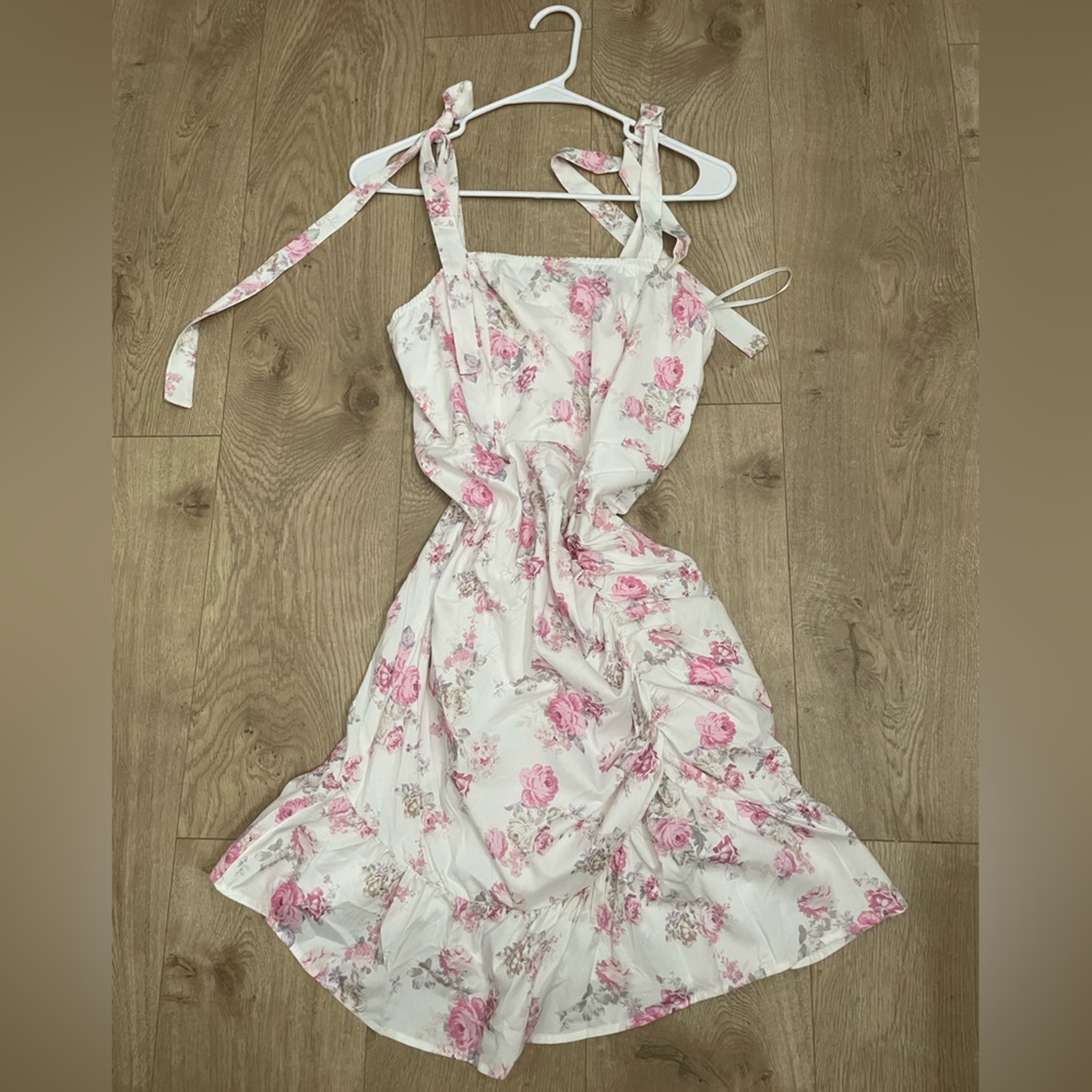 Floral Pink and White Dress